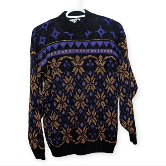 Vintage  Rose Sparkle Black Gold Indigo Purple Snowflake Floral Small - Picture 2 of 9